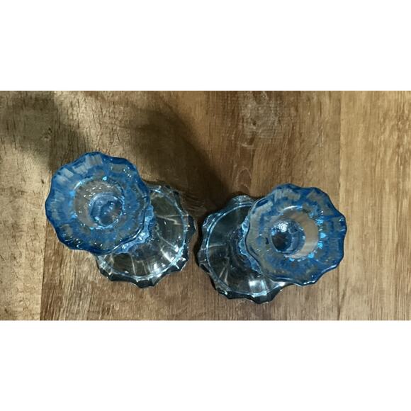 John Lewis Boho Blue Glass Candleholder Set of 2 Vintage Style Candlestick 15cm - Picture 8 of 11